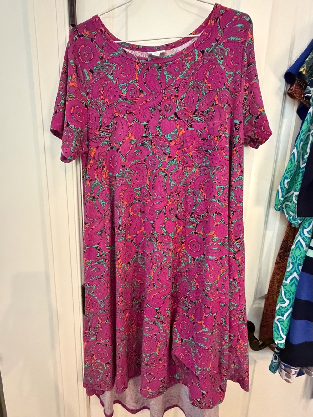 LuLaRoe Fuchsia Paisley High-Low Swing Dress medium